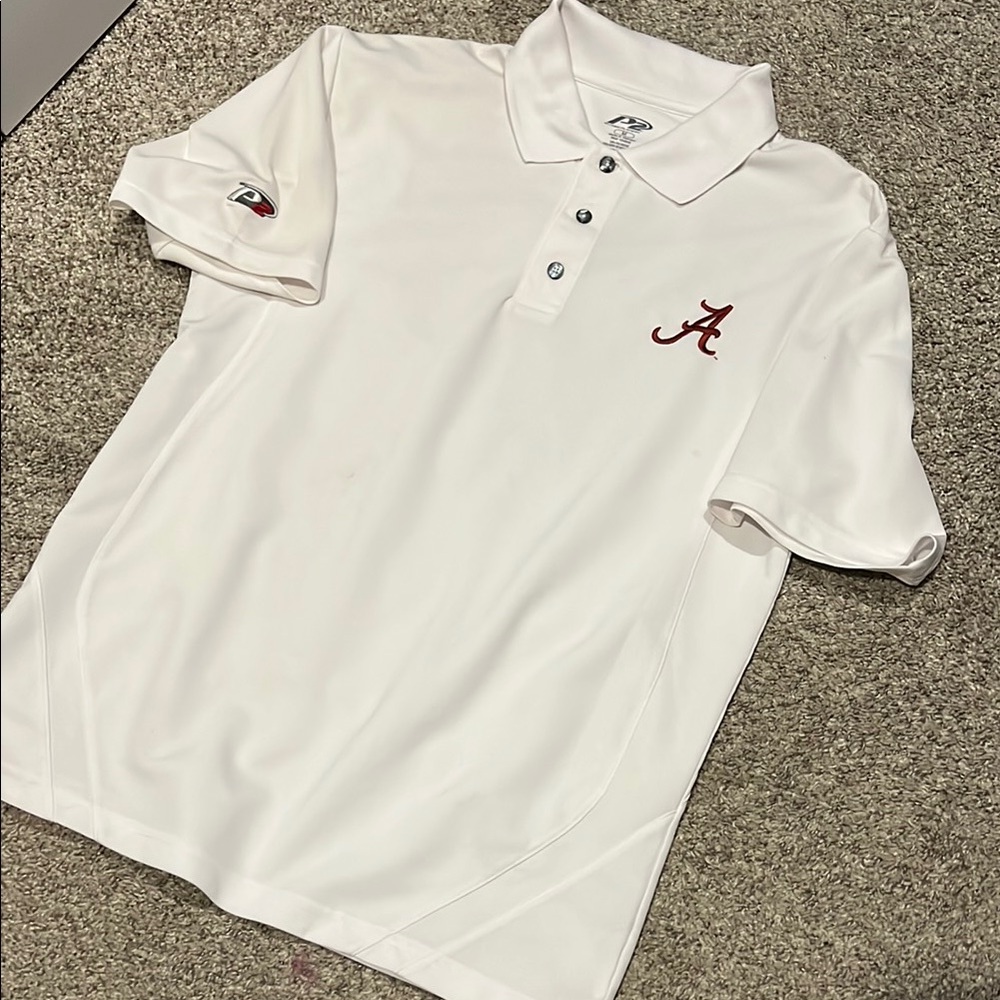 Men’s White Alabama Crimson Tide Polo Shirt with Embroidered Logo